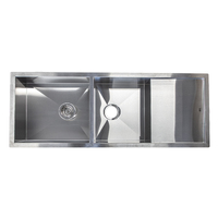 THH Double Bowl Chrome Kitchen Sink With Drainer 1321*500*203