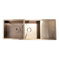 THH Double Bowl Rose Gold Kitchen Sink With Drainer 1321*500*203