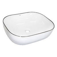 THH Above Counter Ceramic Bathroom Basin White with Black Line 500x400x145mm