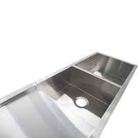 THH Double Bowl Chrome Kitchen Sink With Drainer 1321*500*203