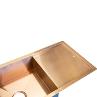 THH Double Bowl Rose Gold Kitchen Sink With Drainer 1321*500*203